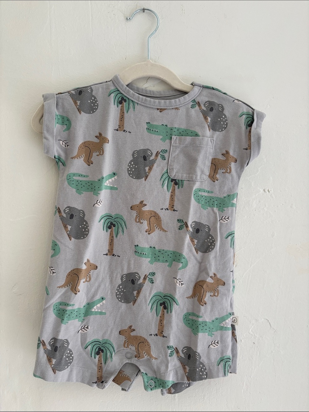 Little Planet by Carters Gray Animal-Print Romper 18M
